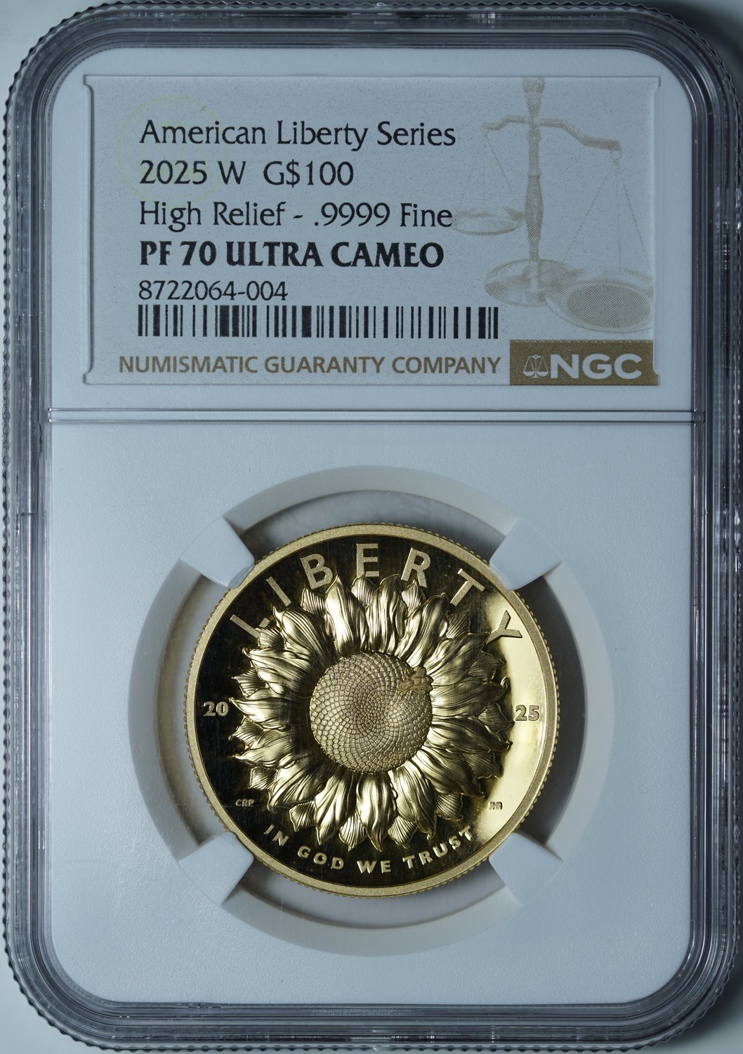 100 долларов 2025-W PF70 ULTRA CAMEO NGC