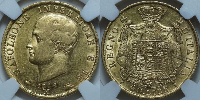 40 лир 1814 M AU55 ННР