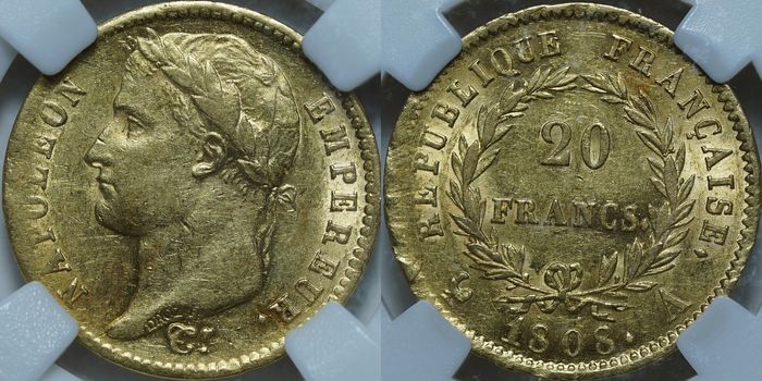 20 франков 1808 A AU53 ННР
