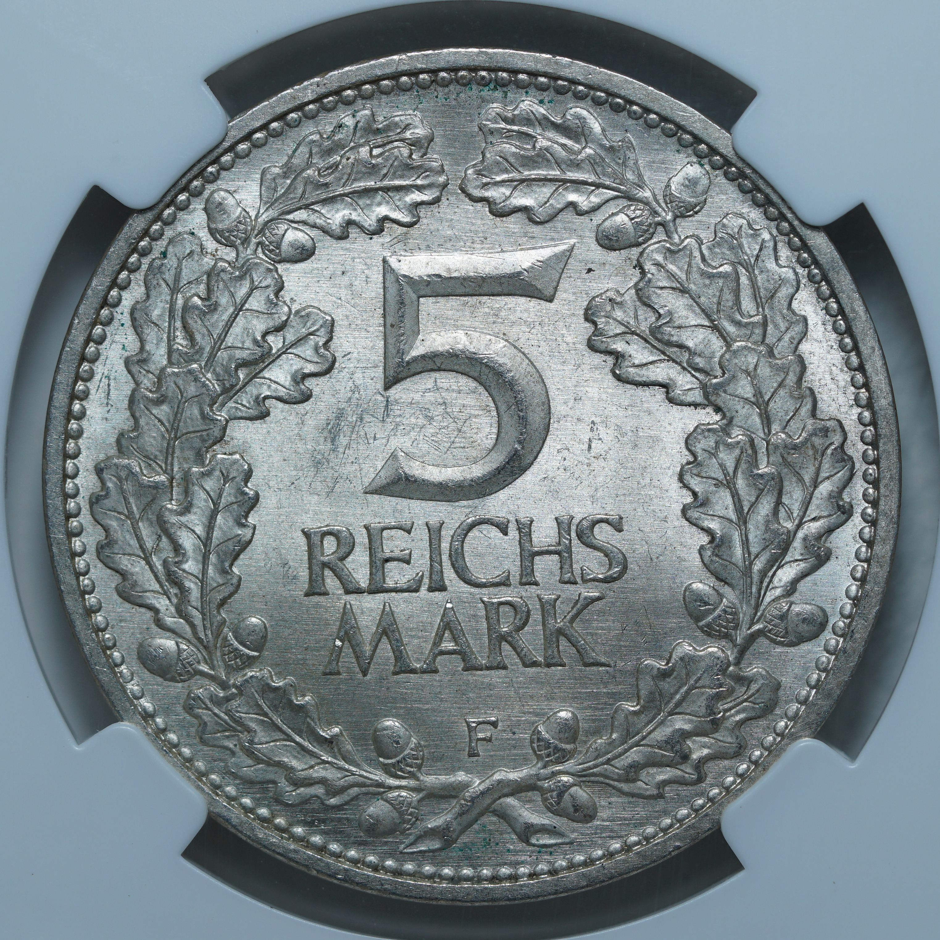 5 рейхсмарок 1925 F MS65 ННР