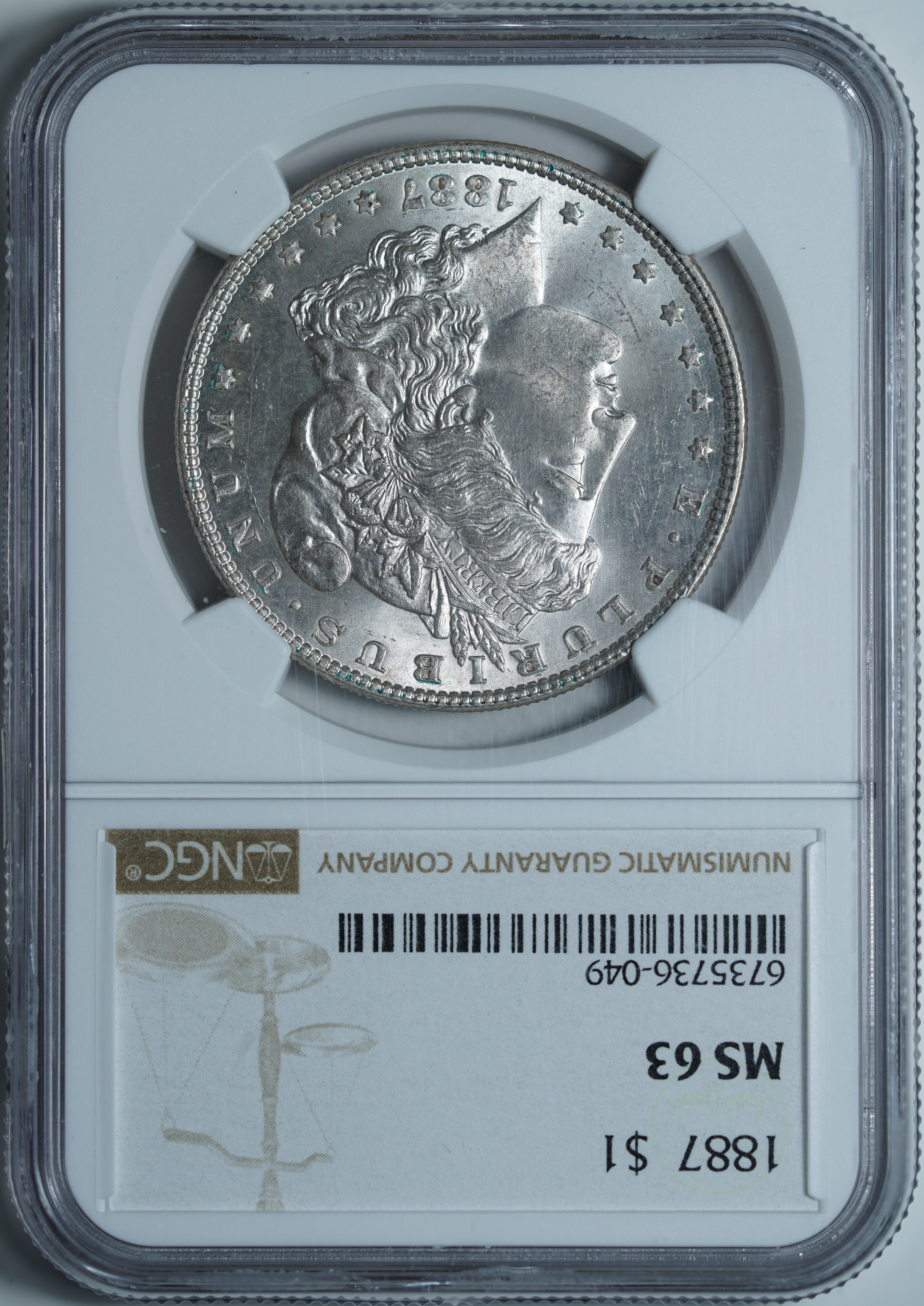 1 доллар 1887 MS63 NGC
