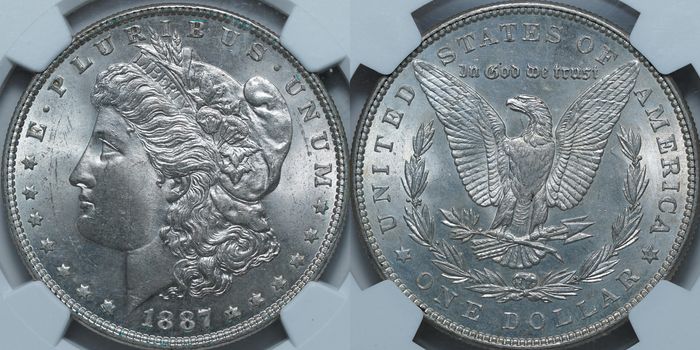 1 доллар 1887 MS63 NGC