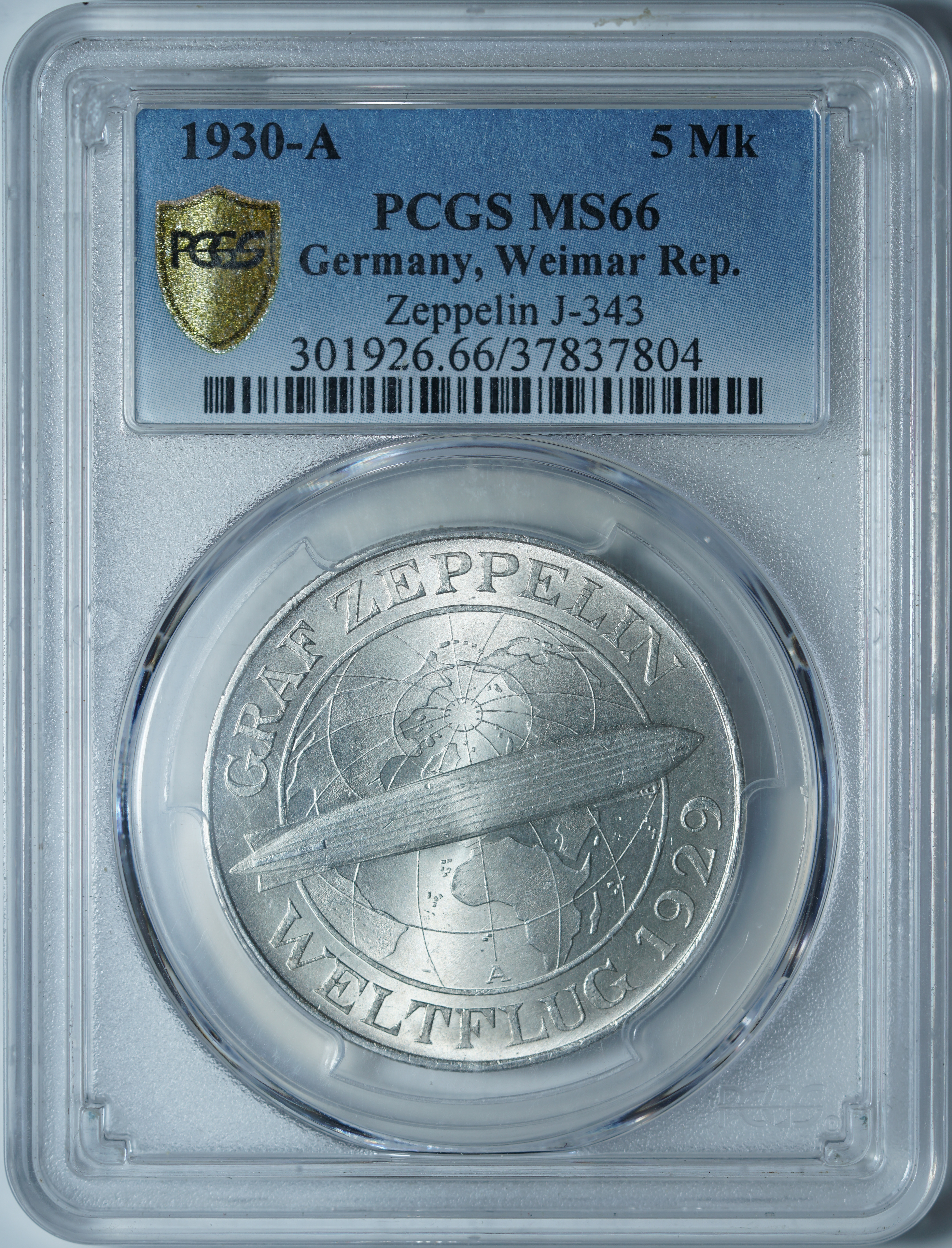 5 рейхсмарок 1930 A MS66 PCGS