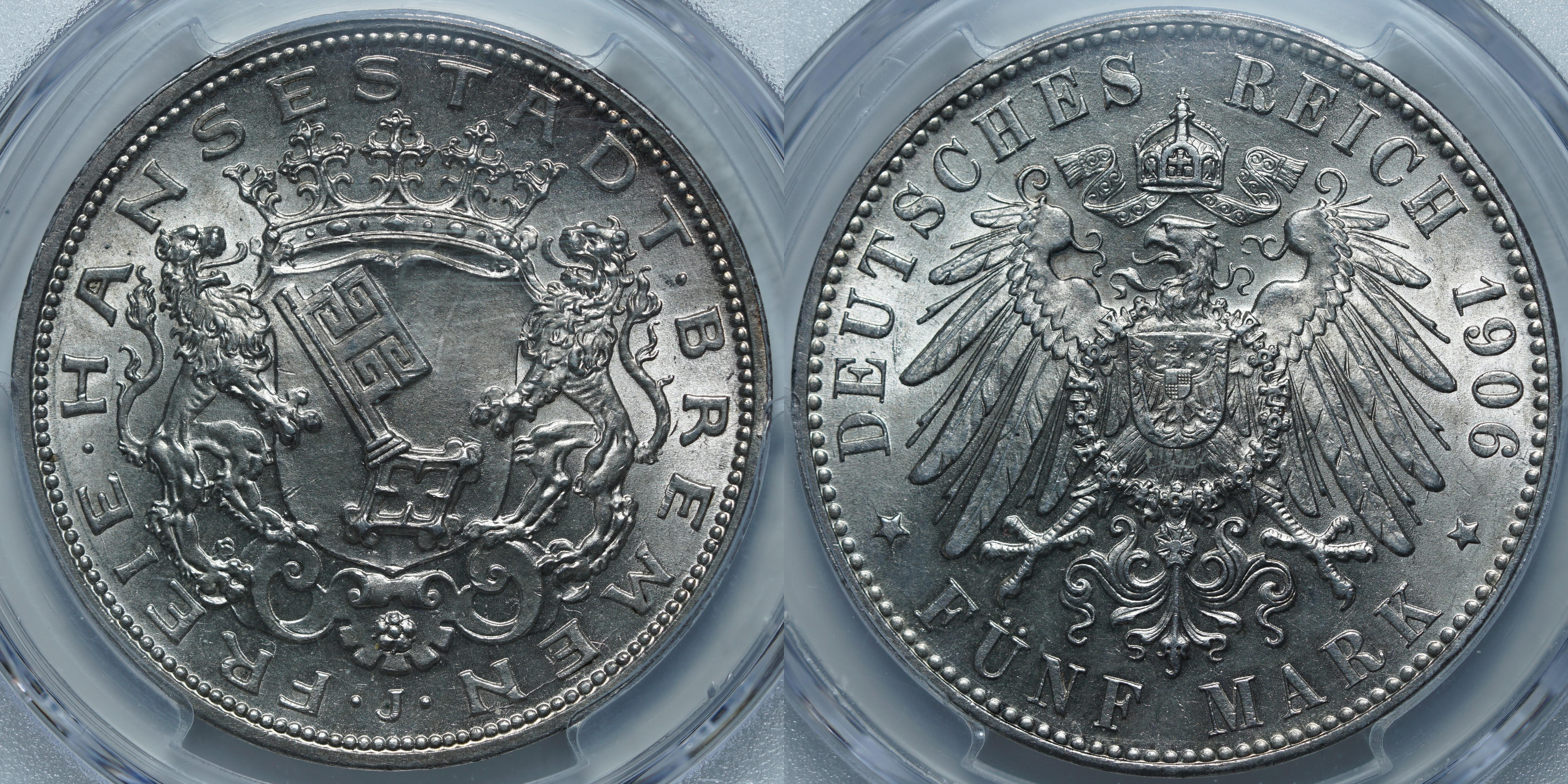 5 марок 1906 J MS66 PCGS