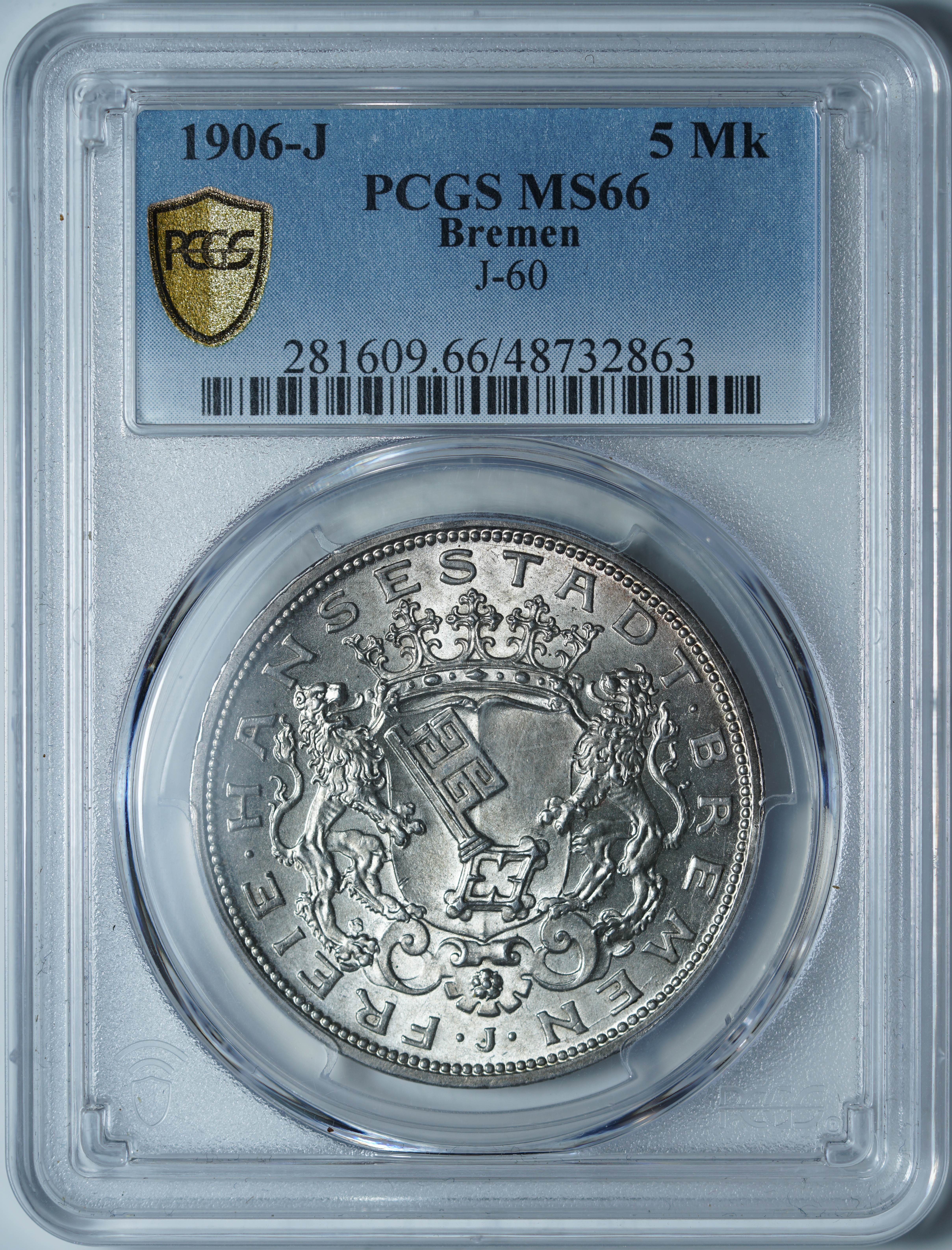 5 марок 1906 J MS66 PCGS