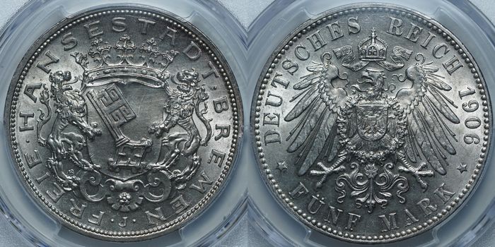5 марок 1906 J MS66 PCGS