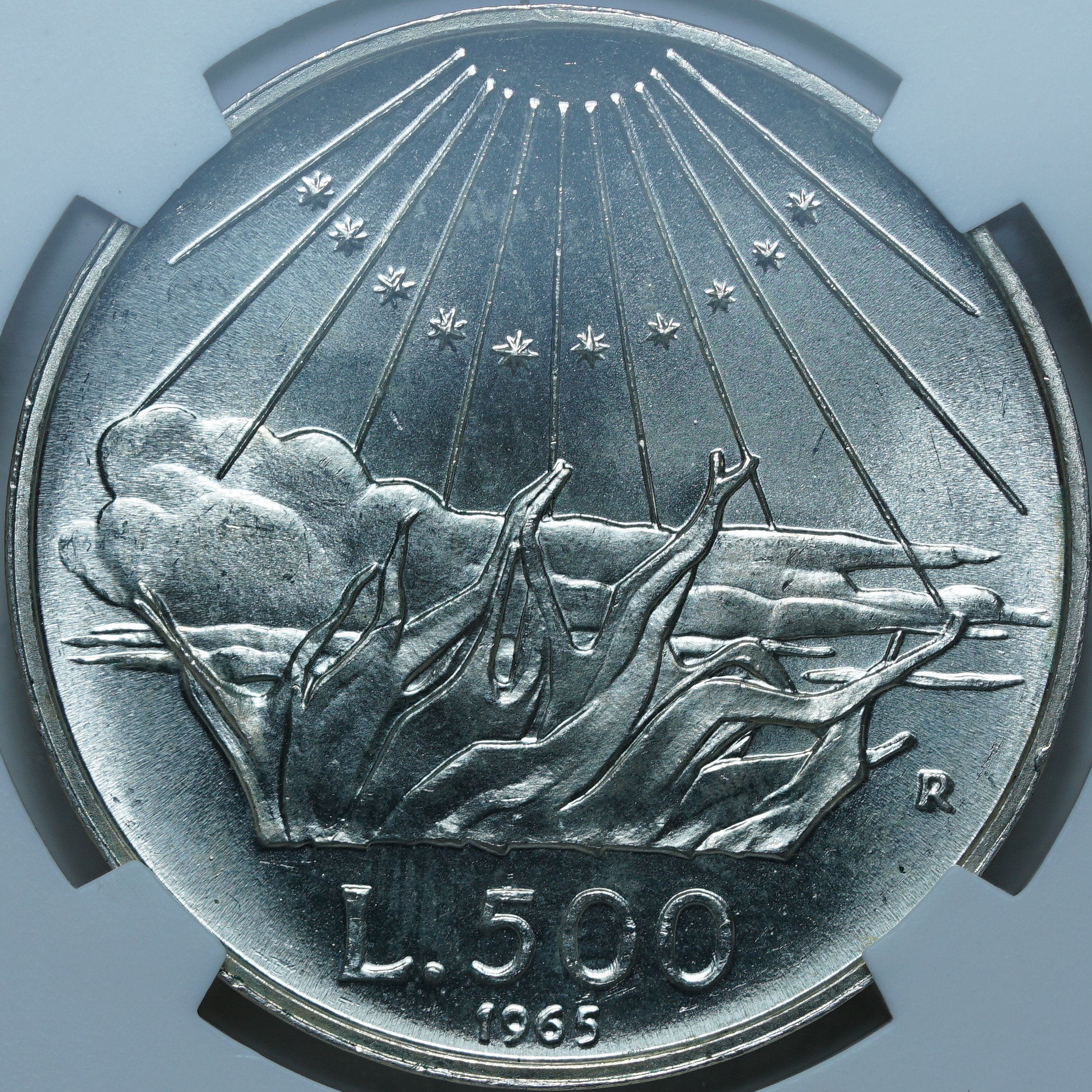 500 лир 1965 R MS65 NCG