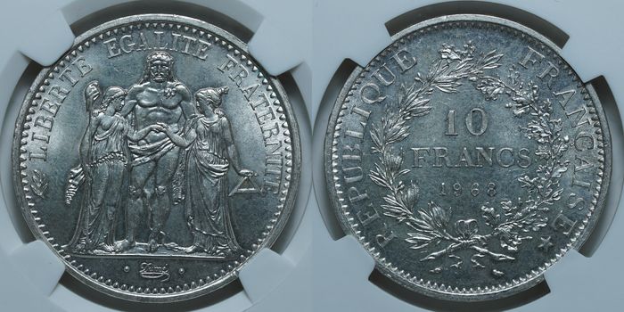 10 франков 1968 MS65 NCG