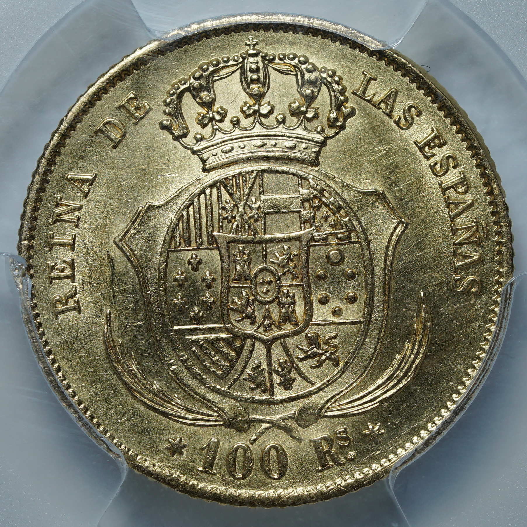 100 реалов 1862 MS 61 PCGS