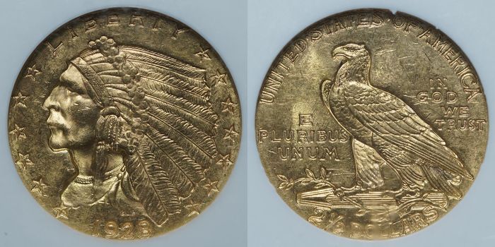 2½ доллара 1928 MS 63 NGC