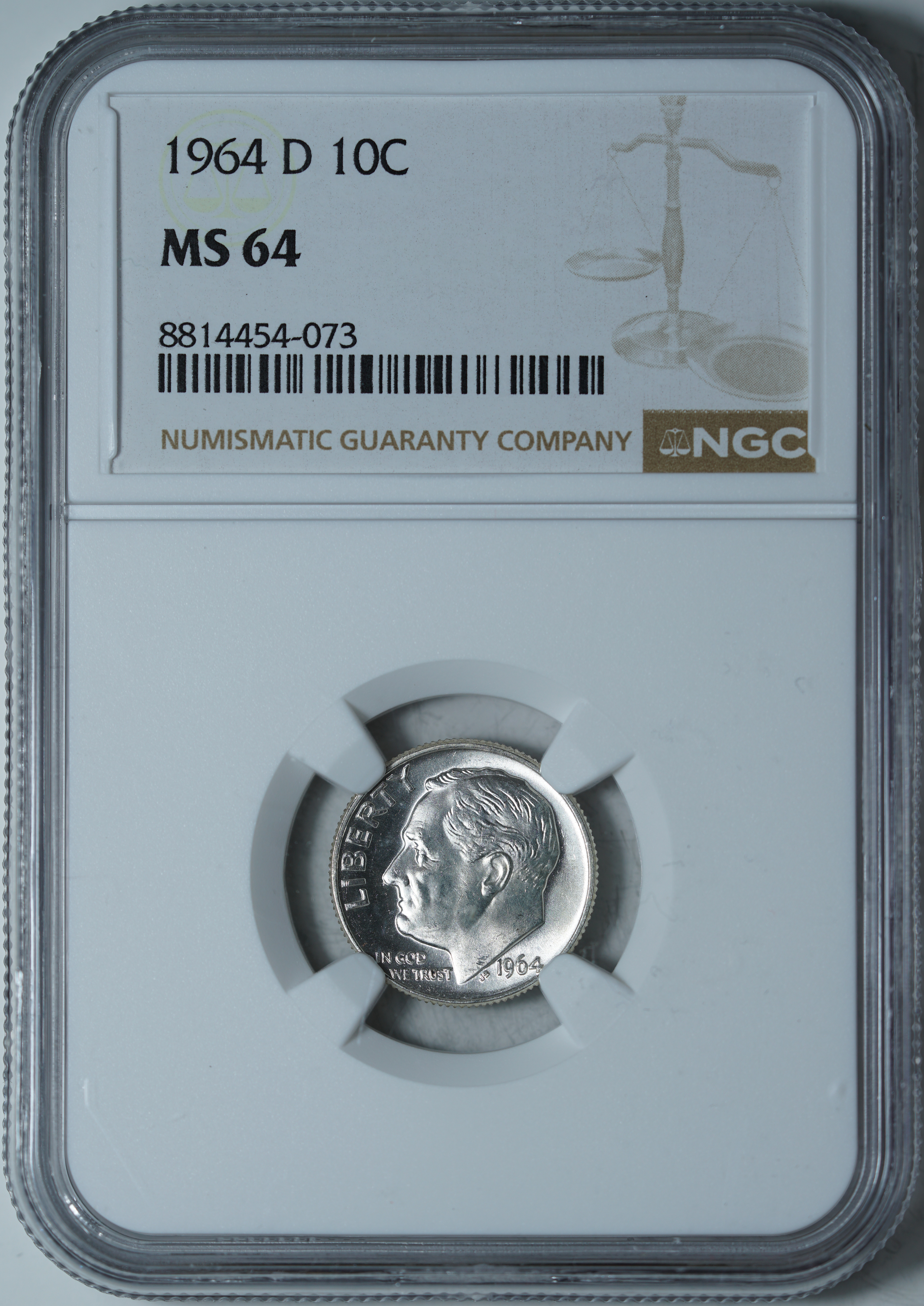 10 центов 1964 D MS 64 NGC