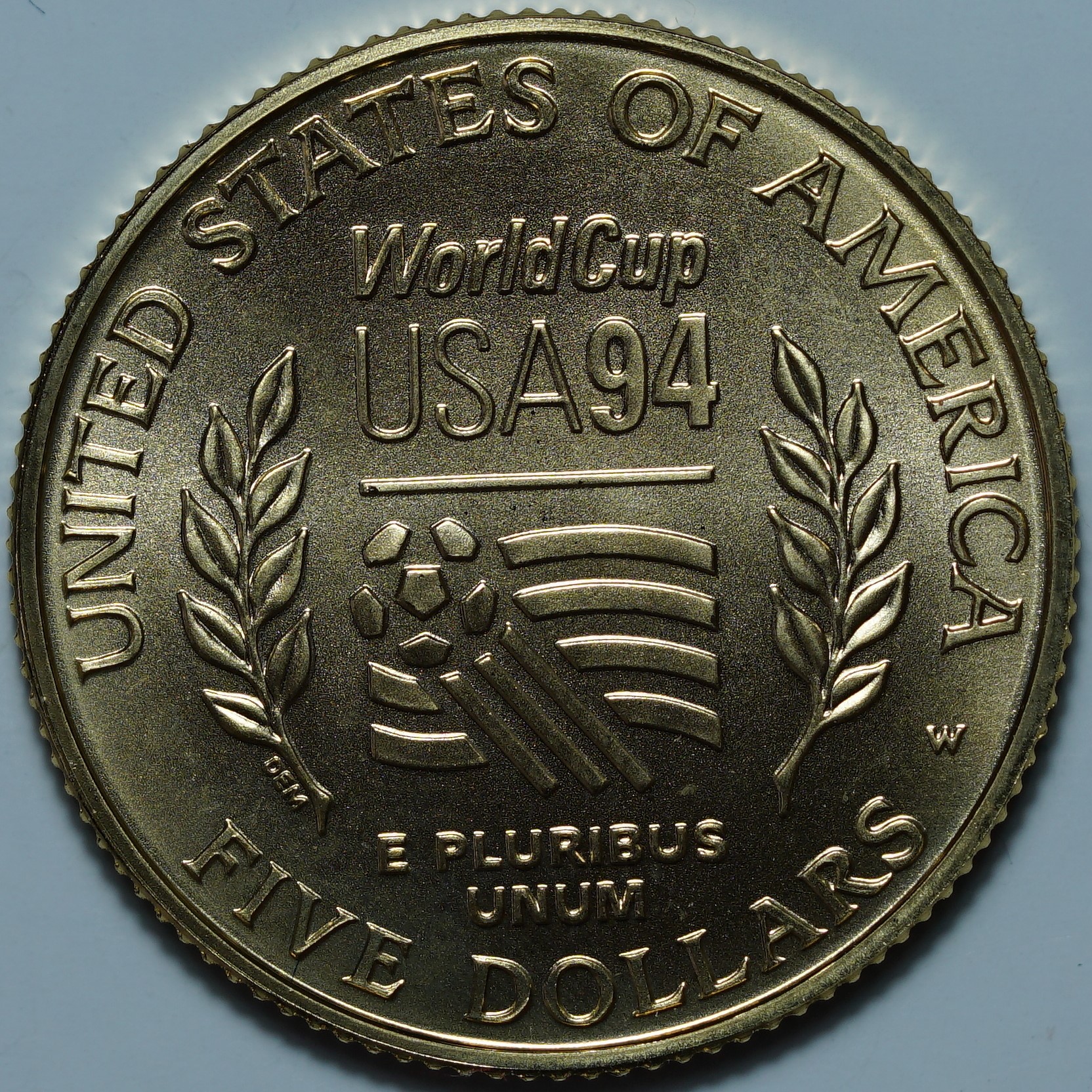 5 долларов 1994 W. США. Чемпионат мира по футболу