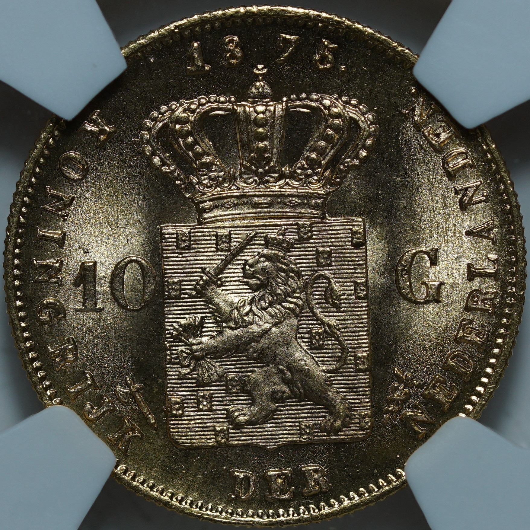 10 гульденов 1875. Нидерланды. Виллем III