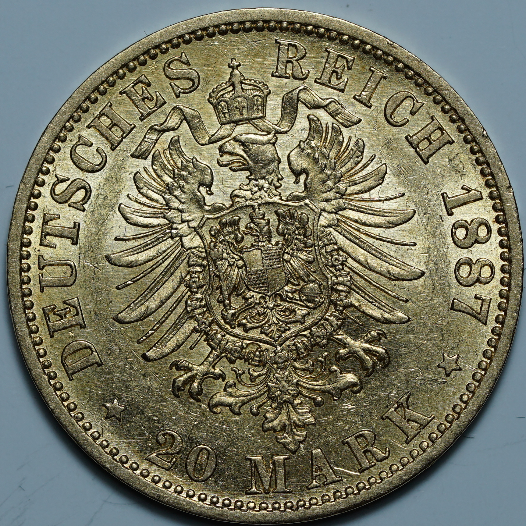 20 марок 1887 A. Пруссия. Вильгельм I