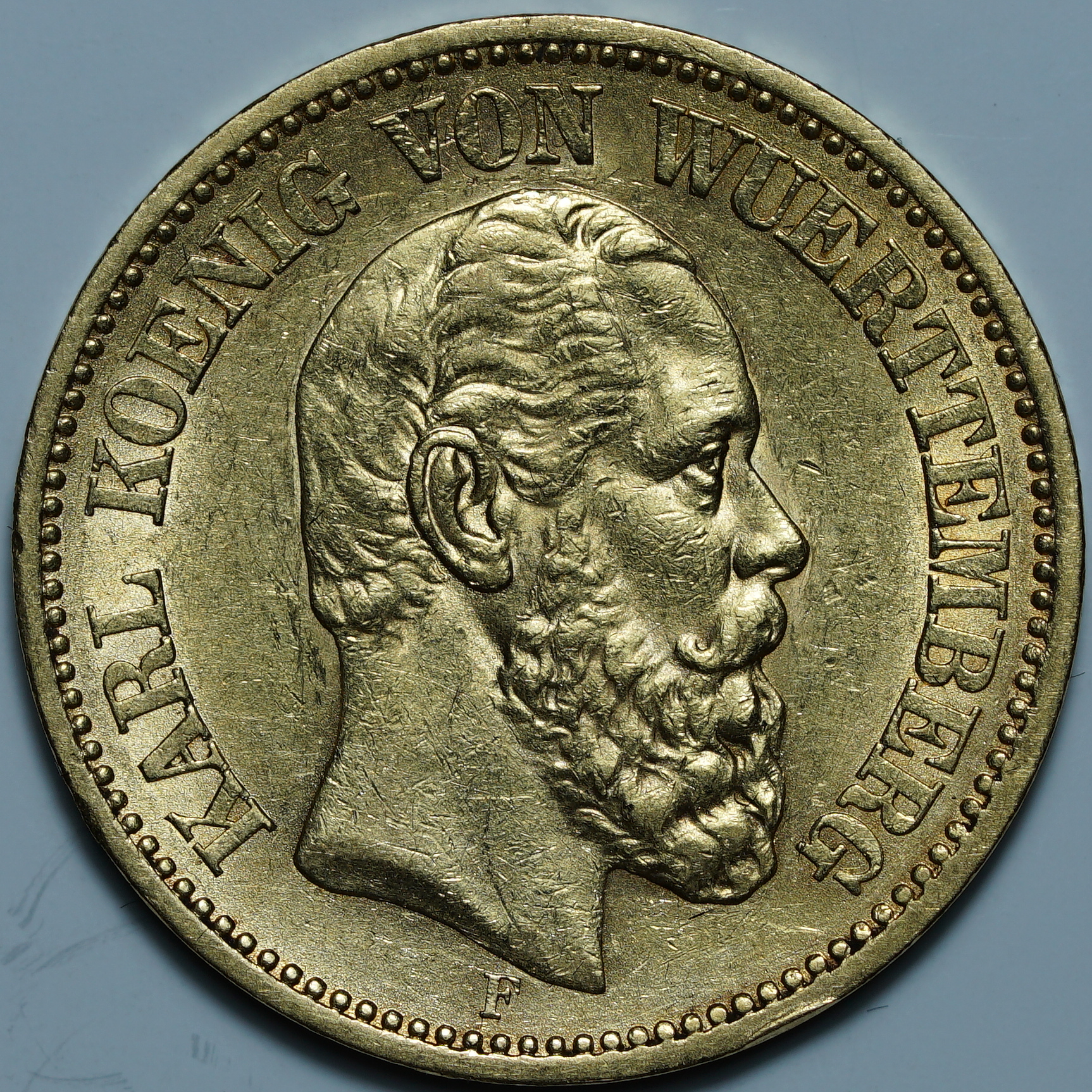 20 марок 1872 F. Вюртемберг. Карл
