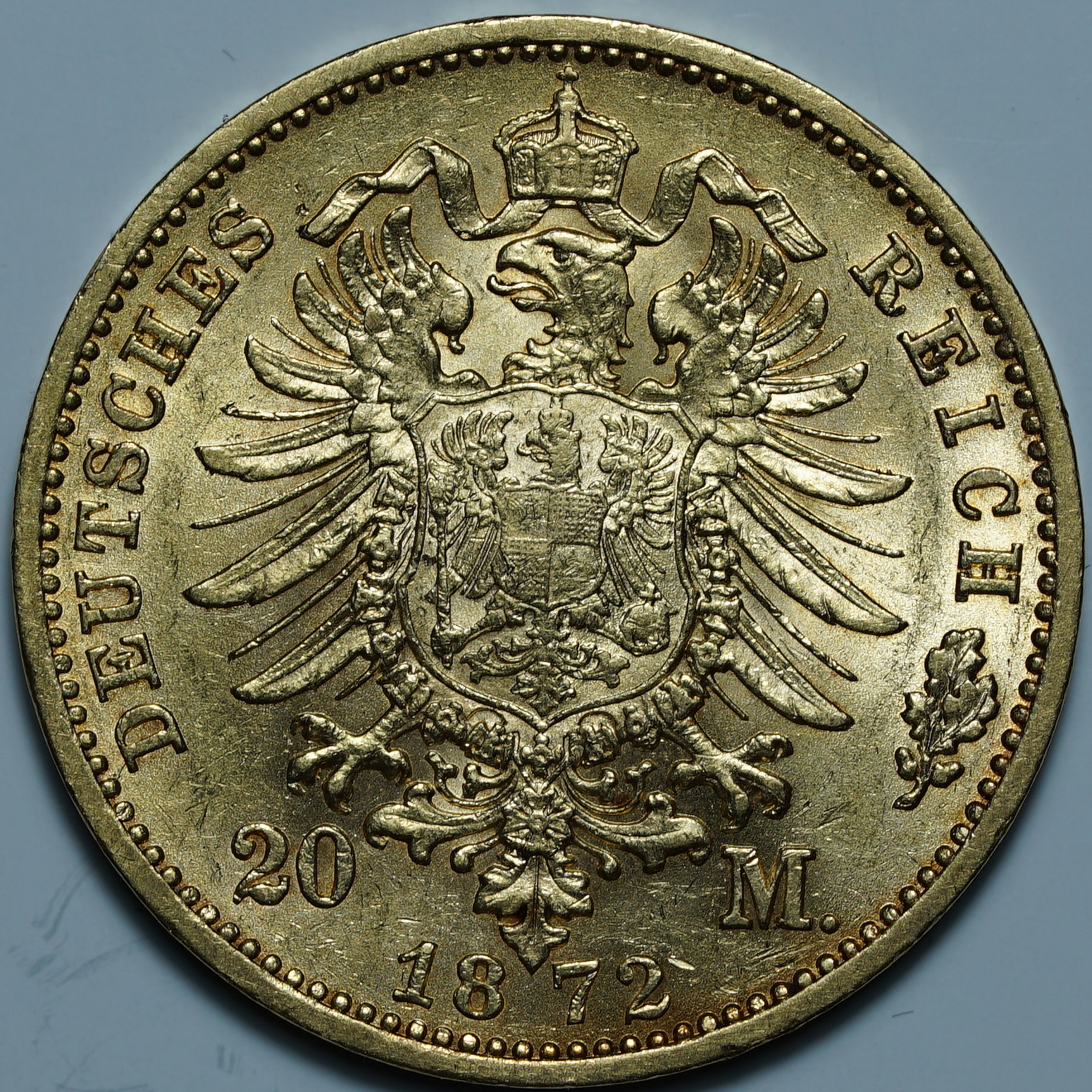 20 марок 1872 F. Вюртемберг. Карл