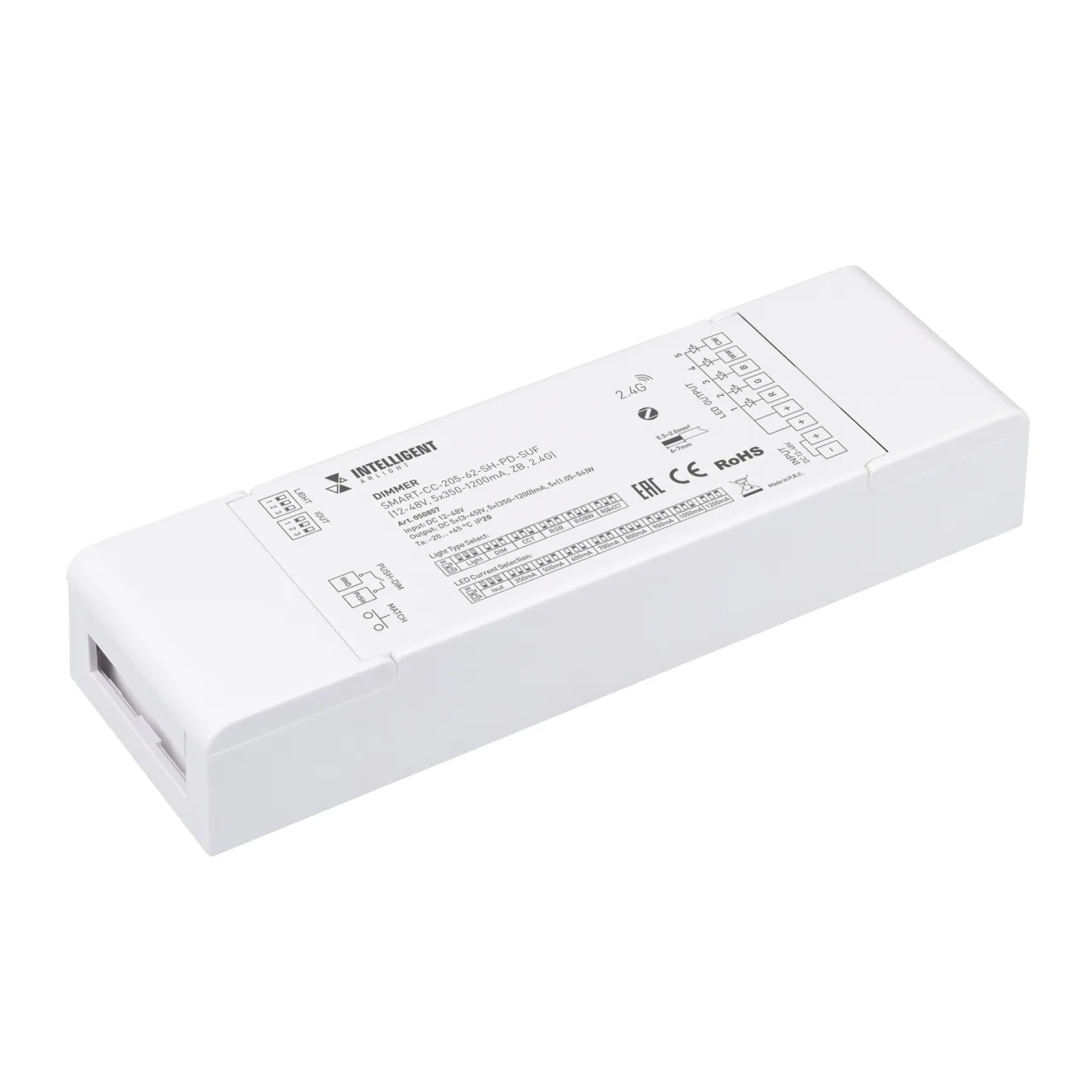 INTELLIGENT ARLIGHT Диммер SMART-CC-205-62-SH-PD-SUF (12-48V, 5x350-1200mA, ZB, 2.4G) (IARL, Контроллер) 050857