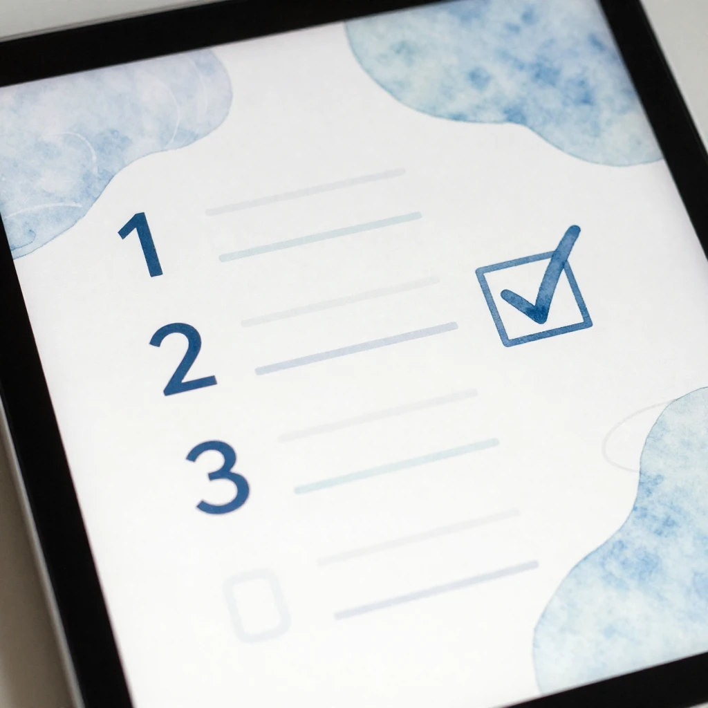 Watercolor style close-up of a digital tablet showing a gene...