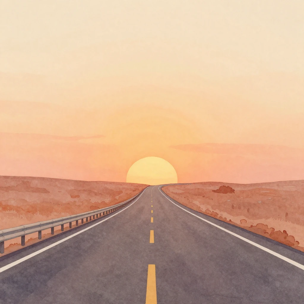 Watercolor style, minimalist digital art, a long, winding hi...