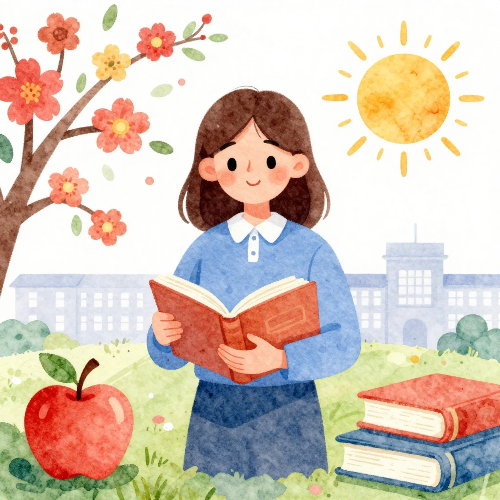 Vibrant watercolor illustration celebrating teachers. Featur...