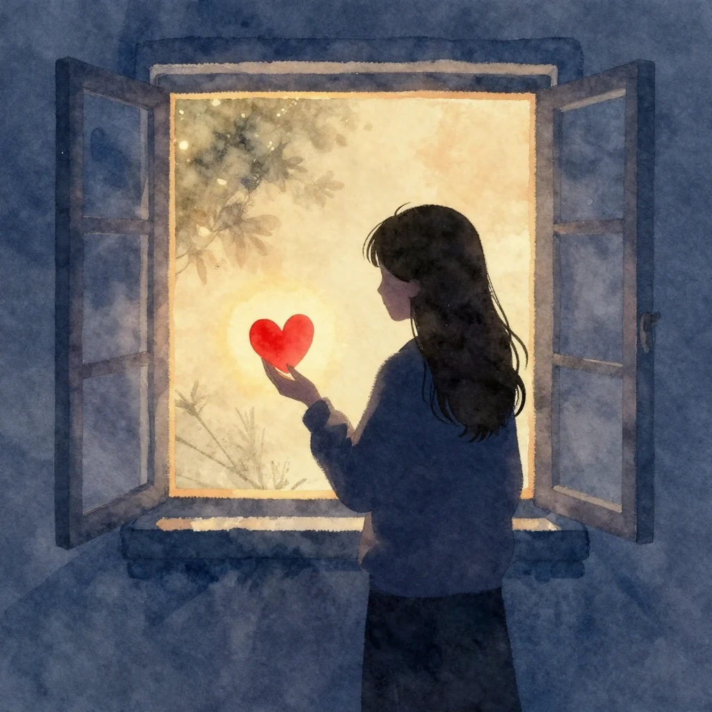 Watercolor style digital art of a silhouette of a person sta...