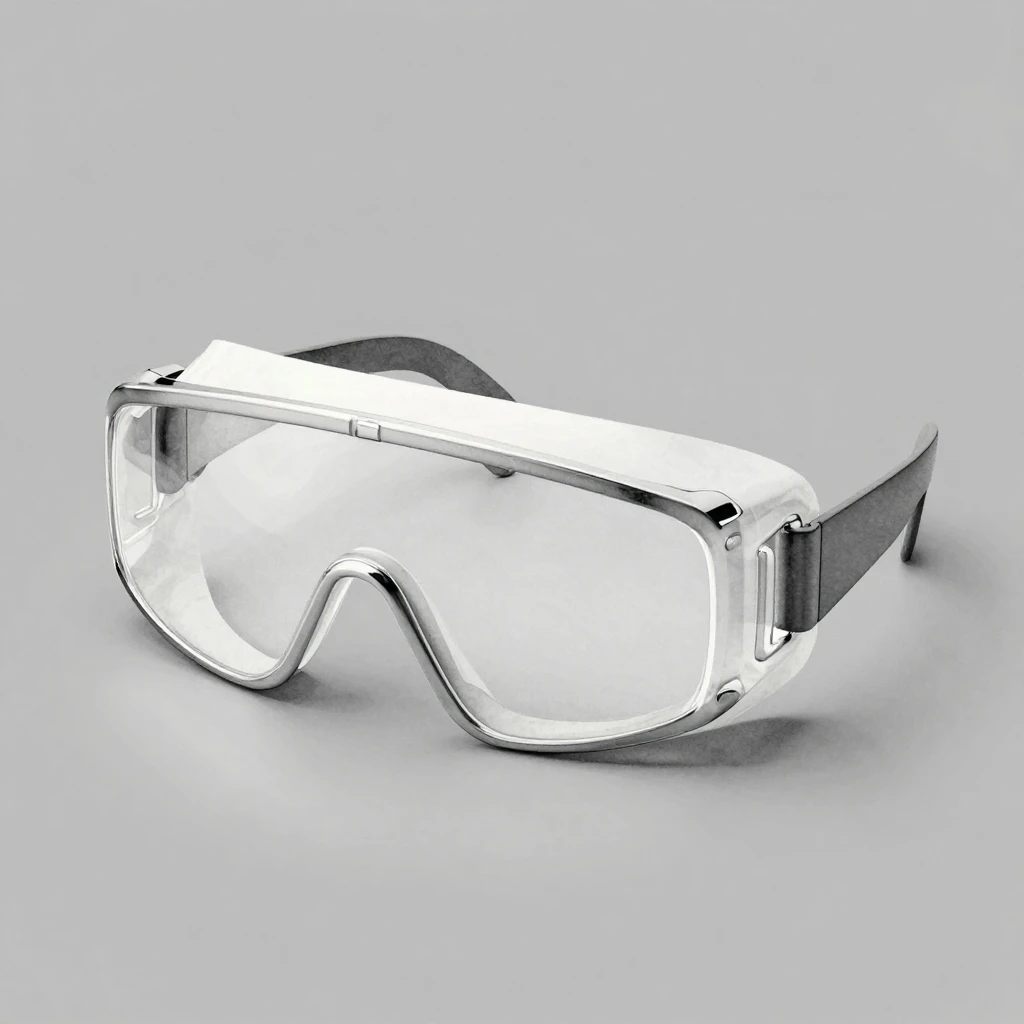 Watercolor style. Minimalist 3D render of safety goggles on ...