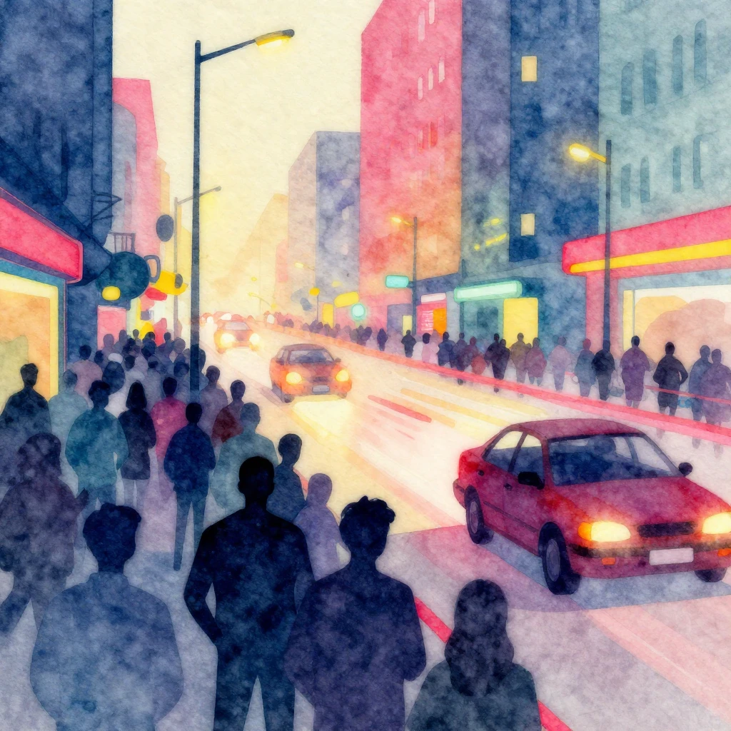 Vibrant watercolor style illustration depicting urban urgenc...