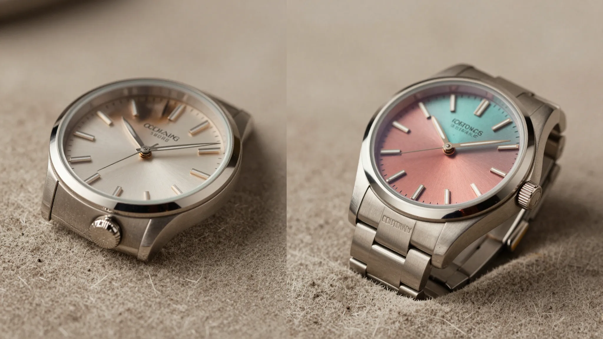 Split screen comparison of a product photo, left side raw wi...