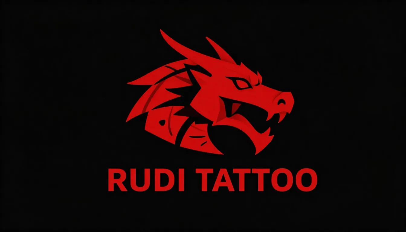 Graphic logo design, a stylized red dragon head in minimalis...