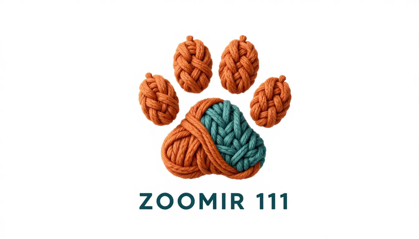 Minimalist logo, a paw print shape created from braided knit...