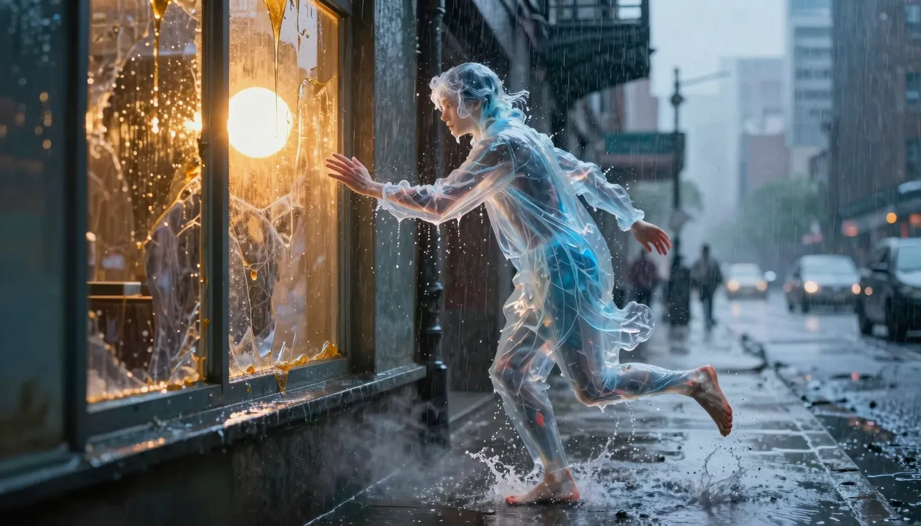 Magical realism. A translucent, ethereal figure made entirel...