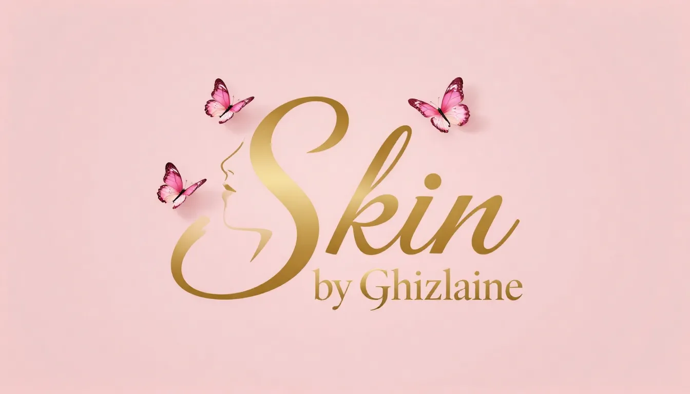 Professional logo 'Skin by Ghizlane', luxury gold calligraph...