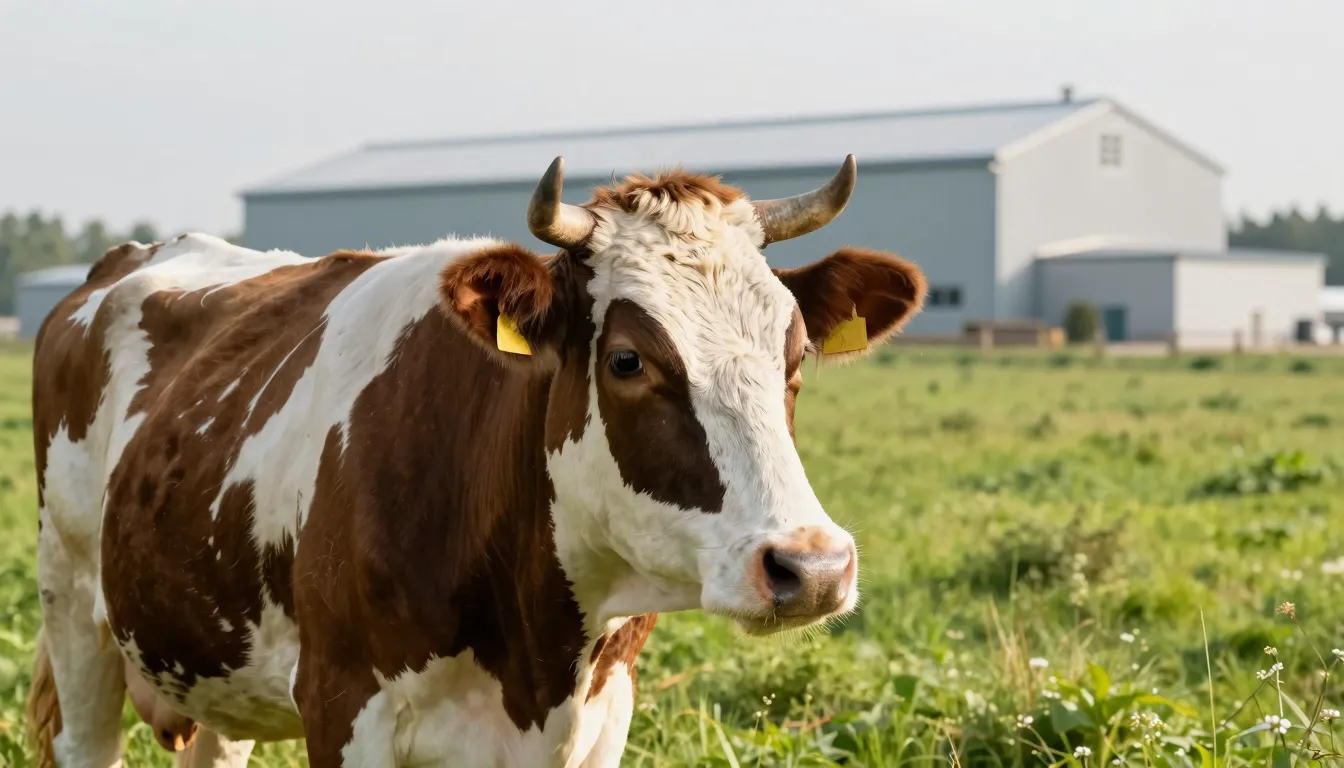 A close-up of healthy, well-groomed cows in a vibrant green ...