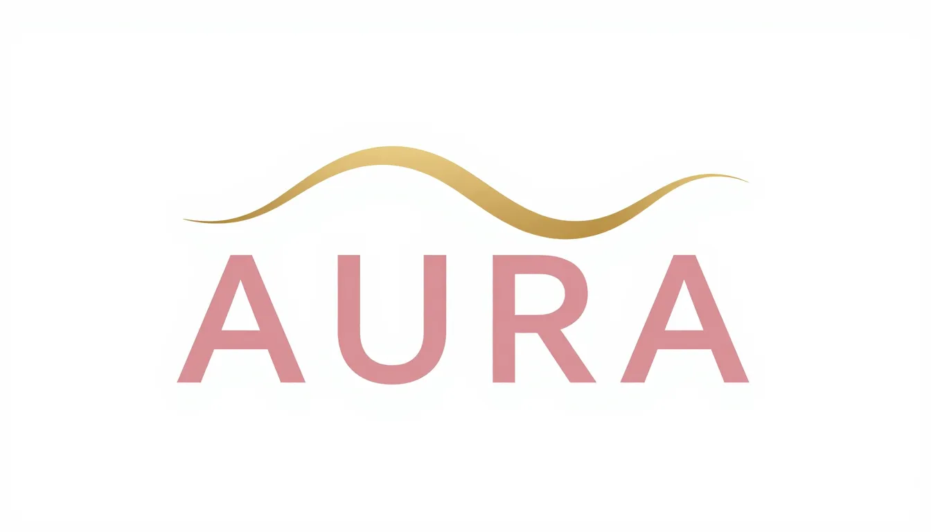 Minimalist logo for a radio station named 'AURA', elegant sa...