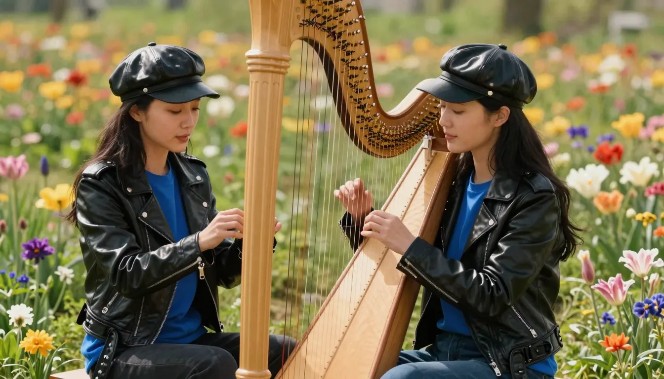 Side view of two beautiful Chinese women sitting on a vibran...
