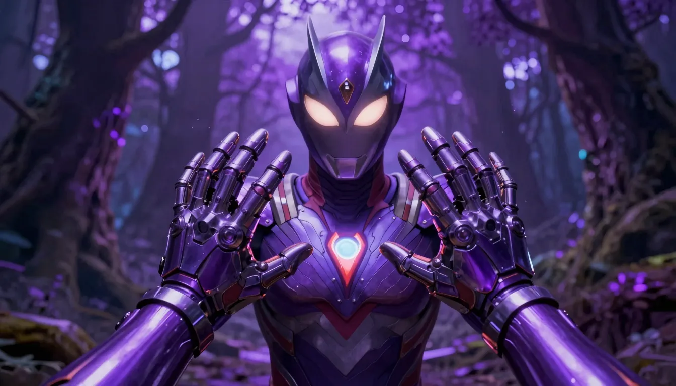 First-person view of a superhero looking at his own hands co...