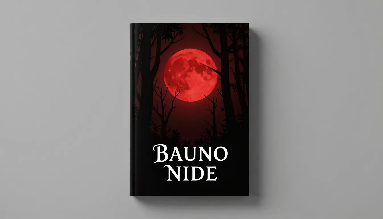 An atmospheric book cover concept, dark forest silhouette ag...
