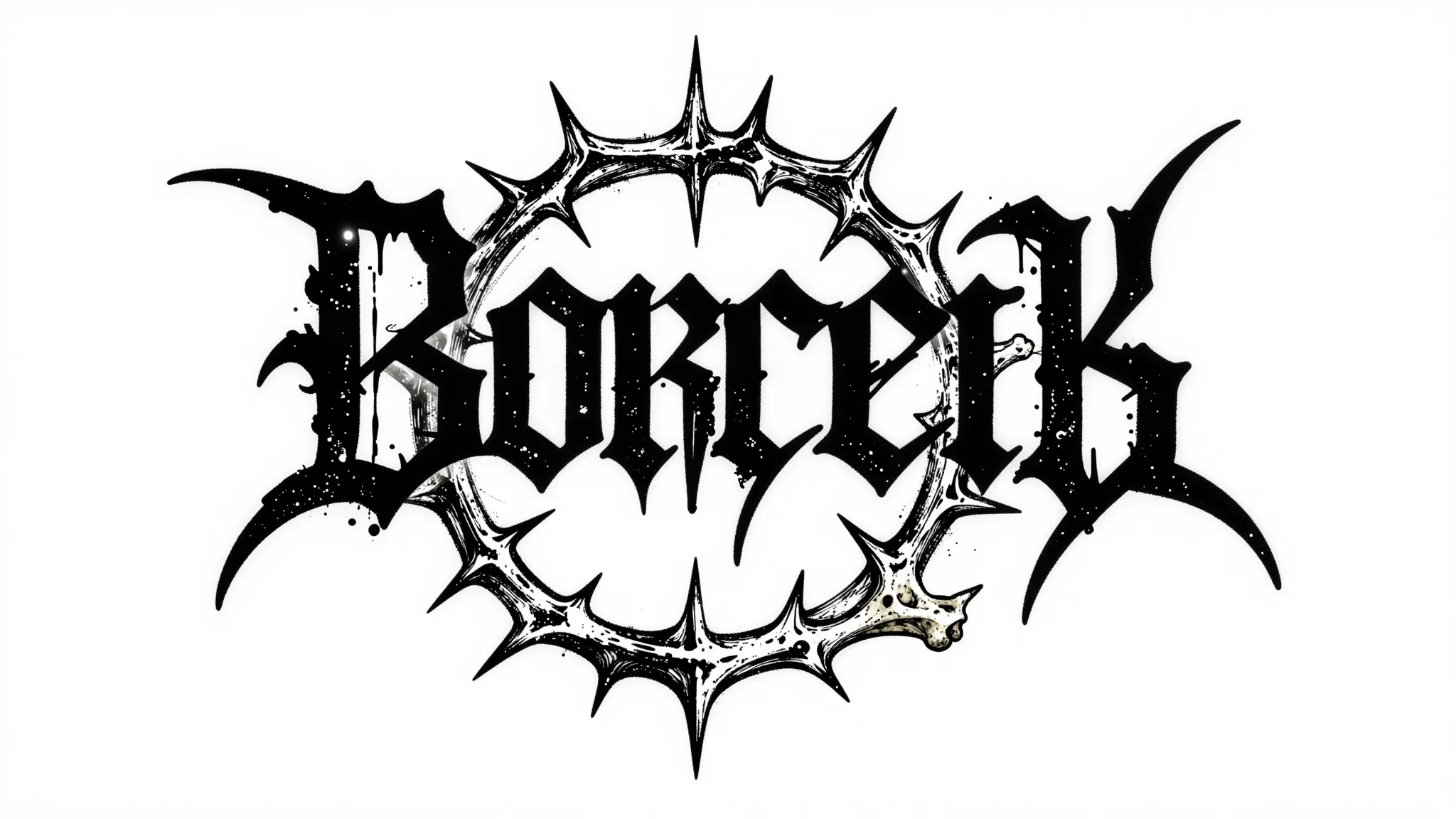 Dark gothic metal logo design, symmetrical sharp thorns and ...