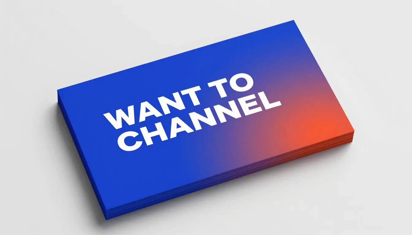 Modern business card design for a media project, bold text '...