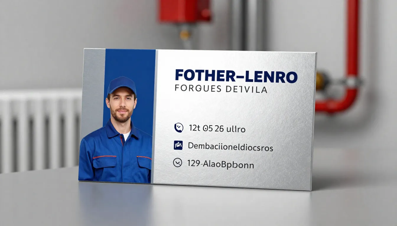 A professional plumber's business card design, background wi...