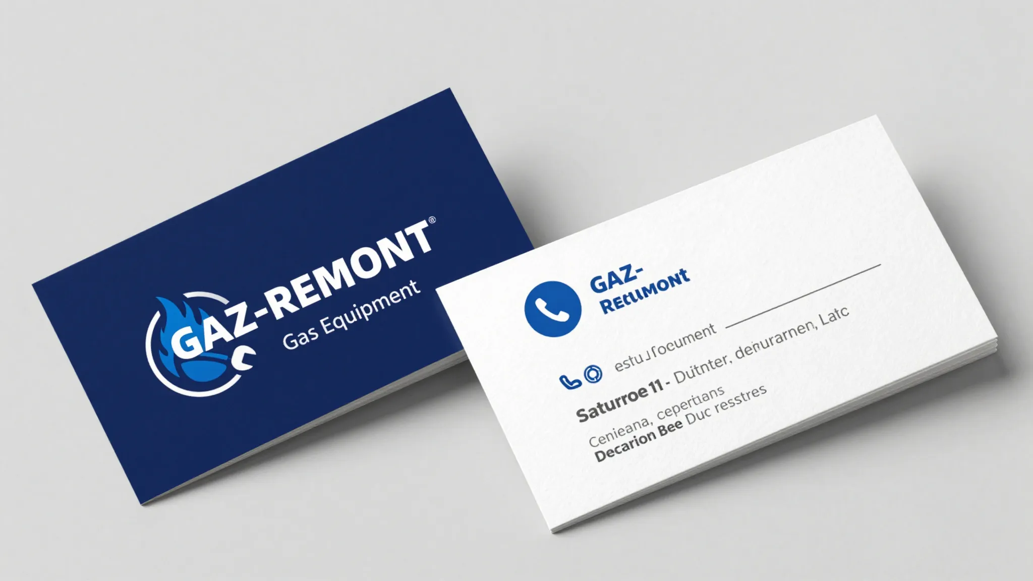 Double-sided business card design for 'GAZ-REMONT' gas equip...