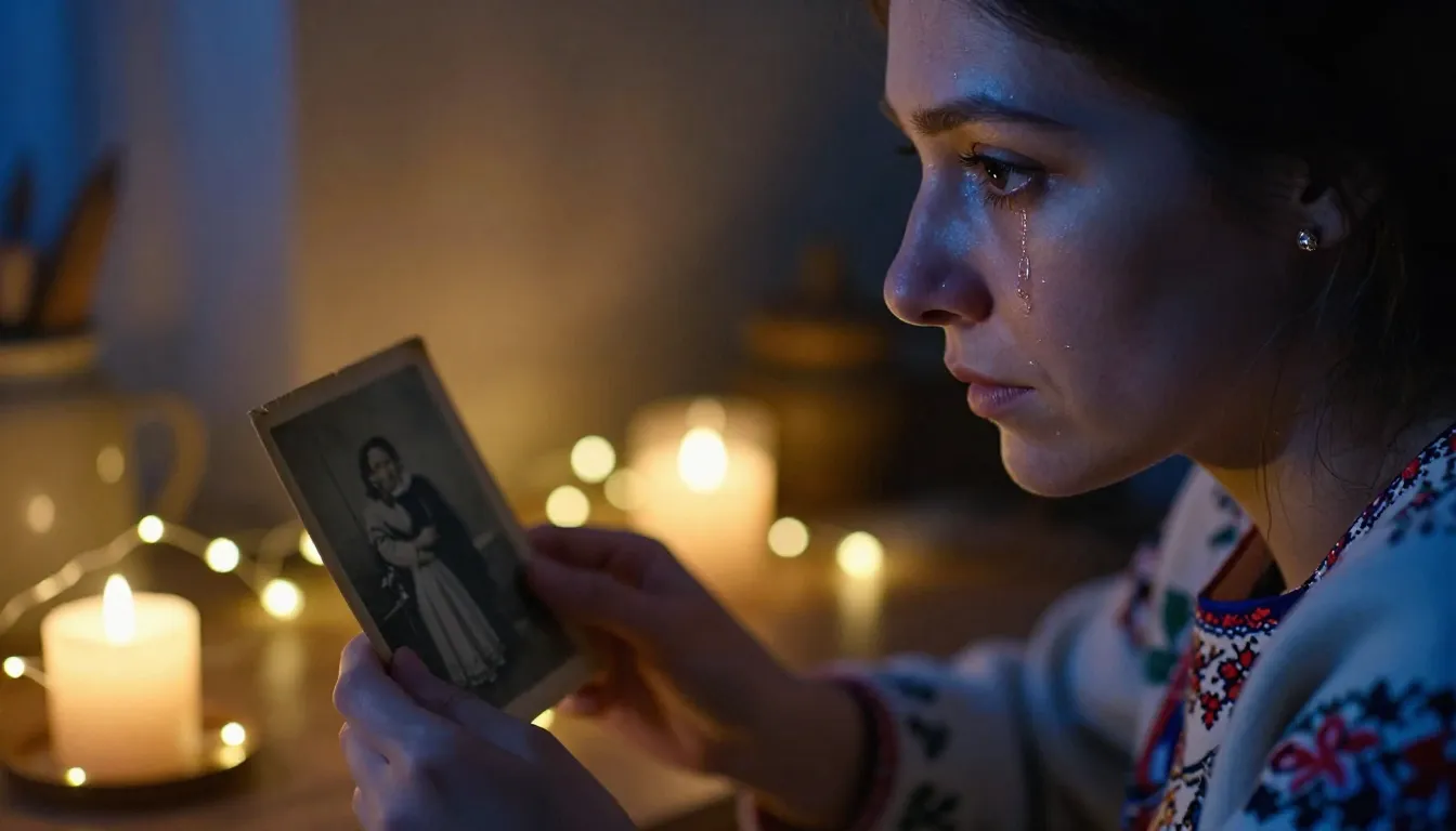 A cozy evening scene in a room filled with soft glowing fair...