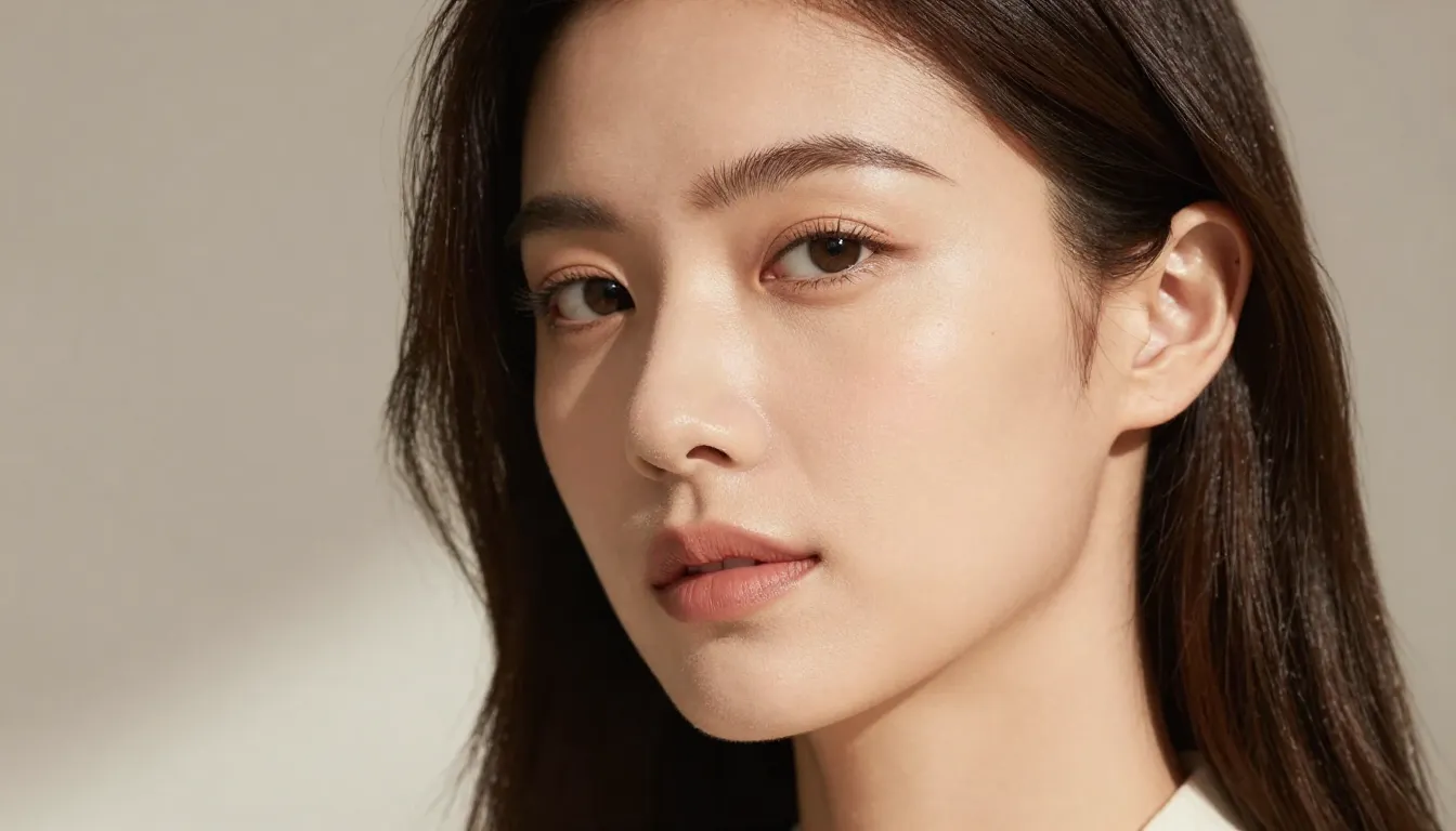 A portrait of a confident woman with natural radiant skin, s...