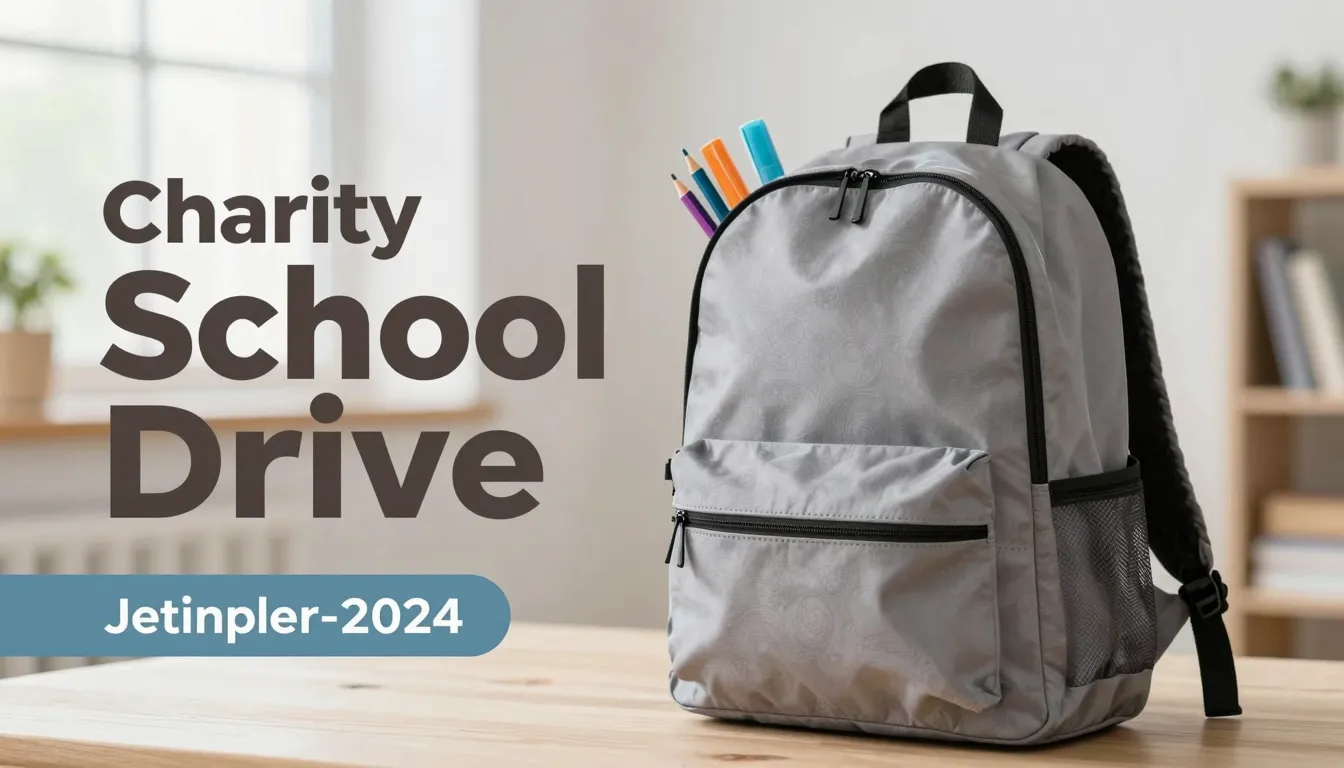 A heartwarming and bright cover for a charity school drive, ...