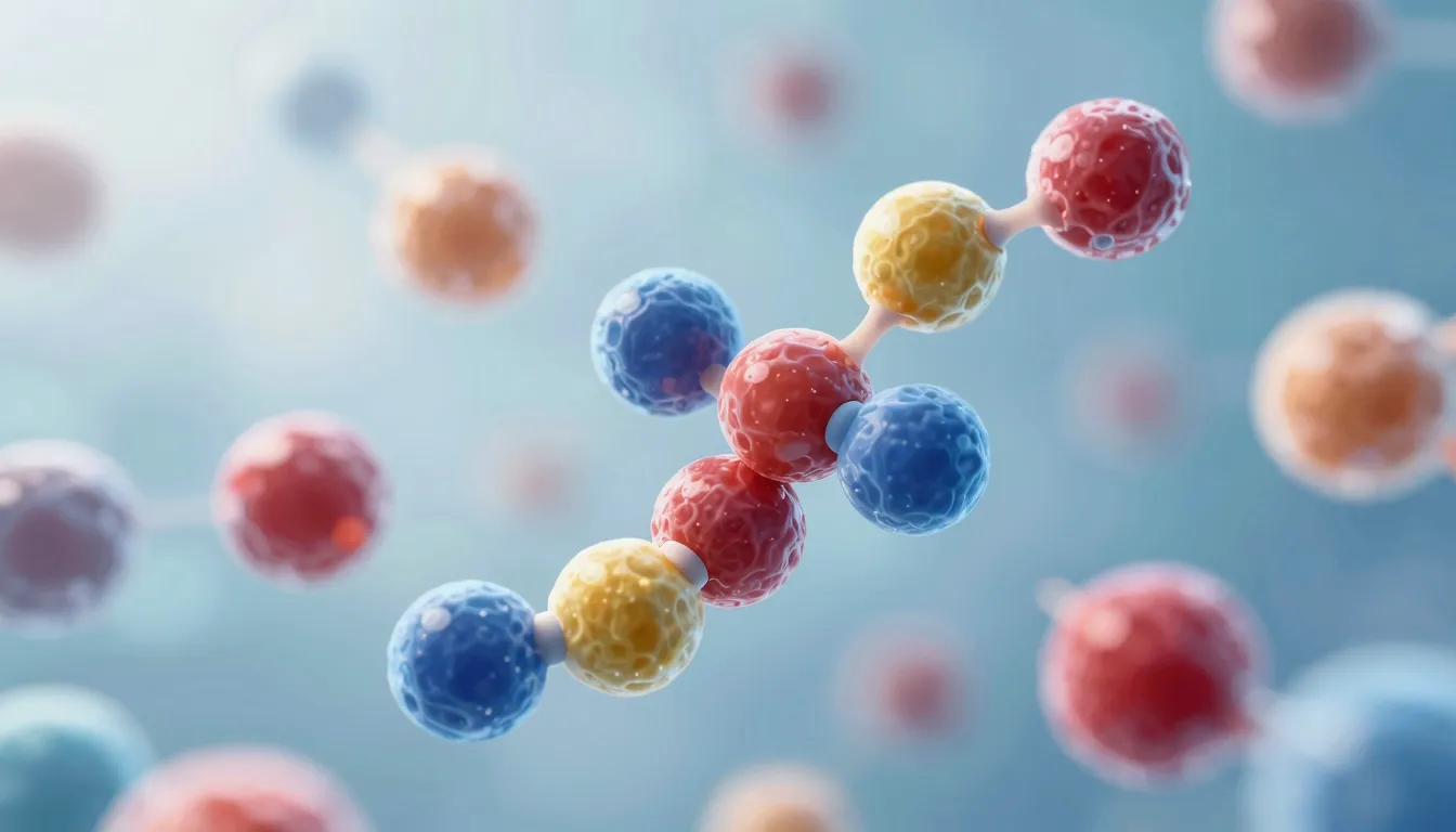 Microscopic view of enzymes breaking down molecules in a bri...