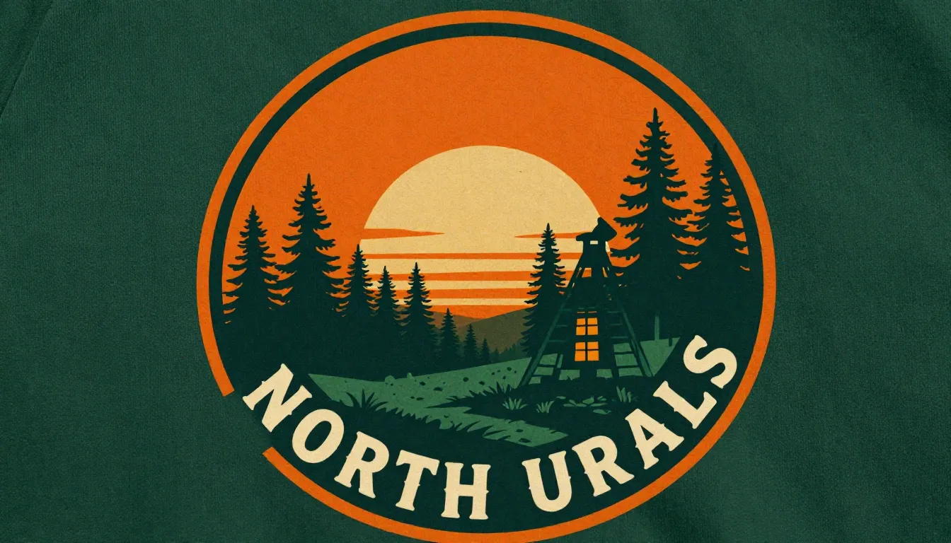 Vintage badge style illustration for apparel, a circular emb...