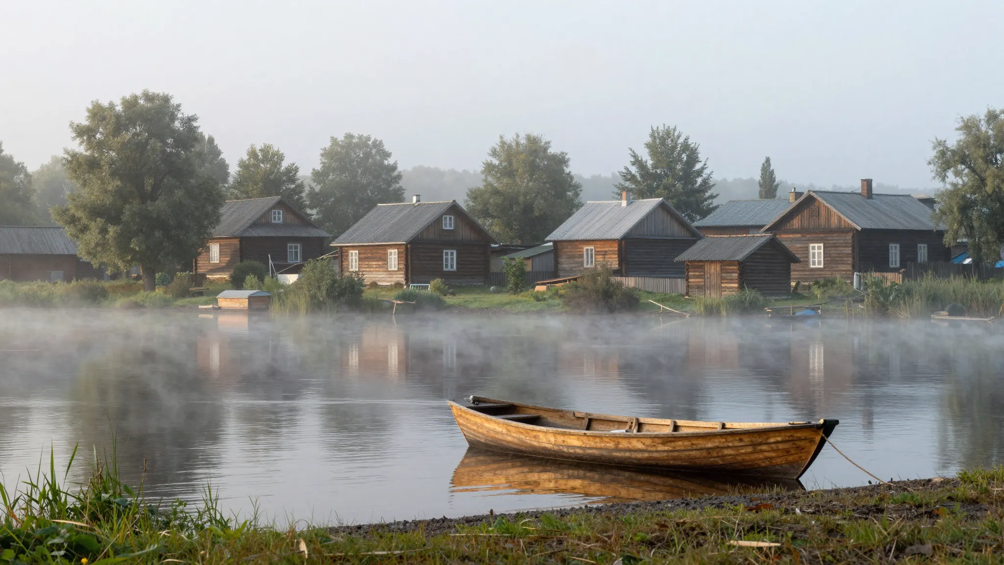 A peaceful landscape of the Vologda region in Russia, a quie...