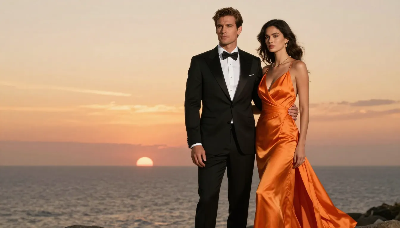 Cinematic full body shot of a handsome man in a classic blac...