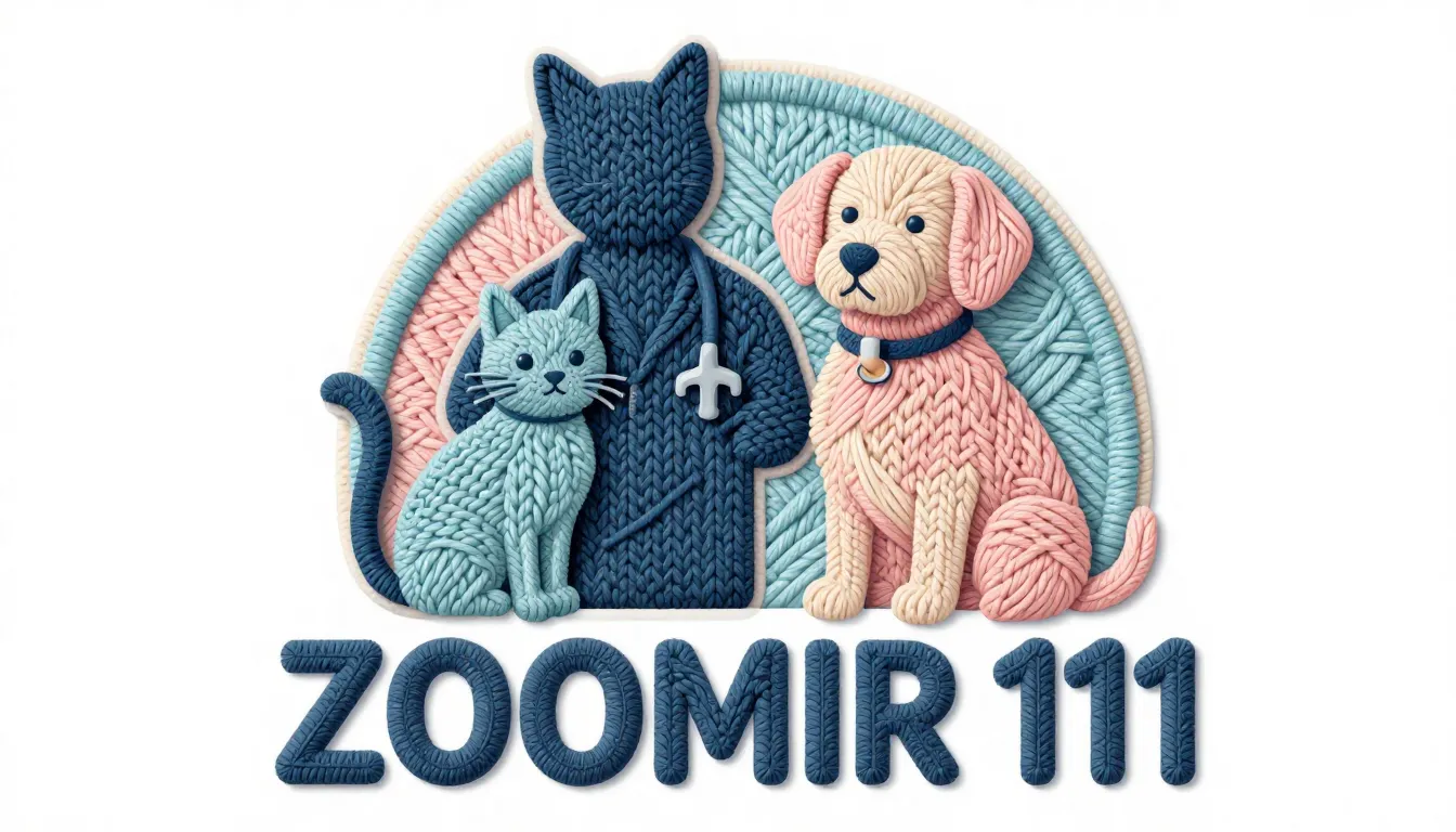 Emblem logo, knitted texture. A veterinarian silhouette, a c...