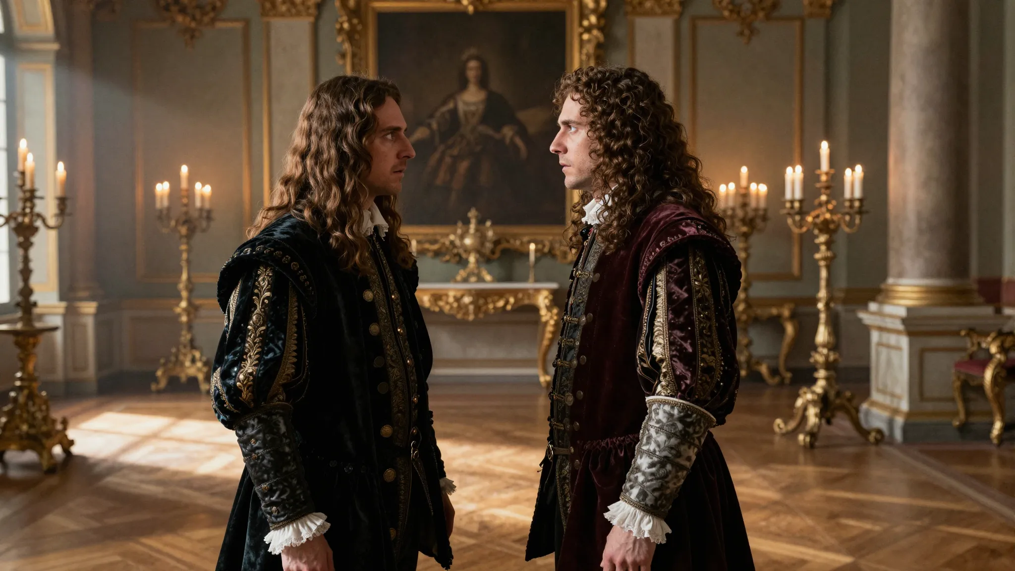 Two handsome 16th-century French counts in elaborate velvet ...